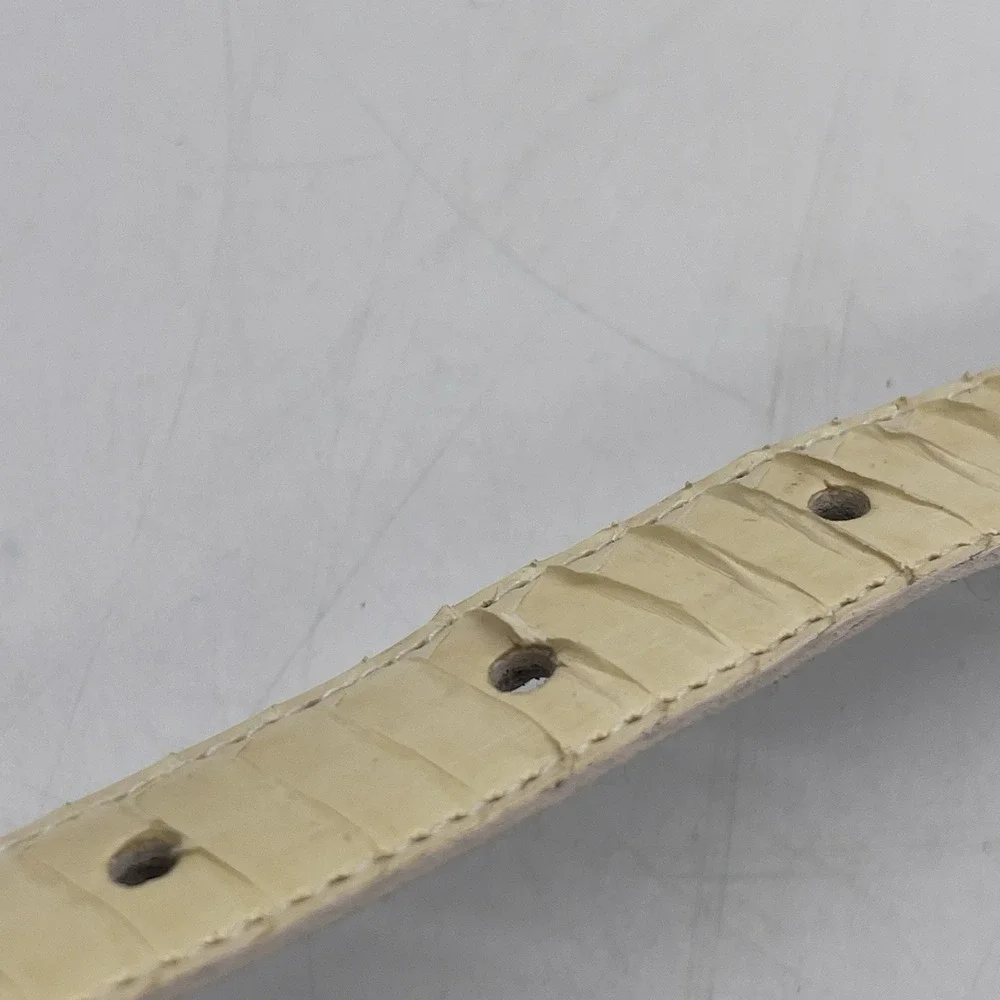 Vintage Womens M/L Belt Skinny Snakeskin Belt Cream‎ Gold Buckle 27.25